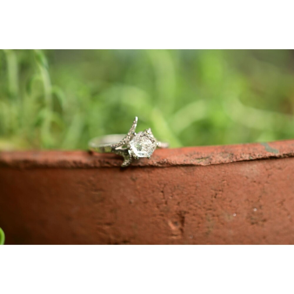 Raw Diamond Engagement Ring, Rough Uncut Diamond, White Diamond, Natural Diamond